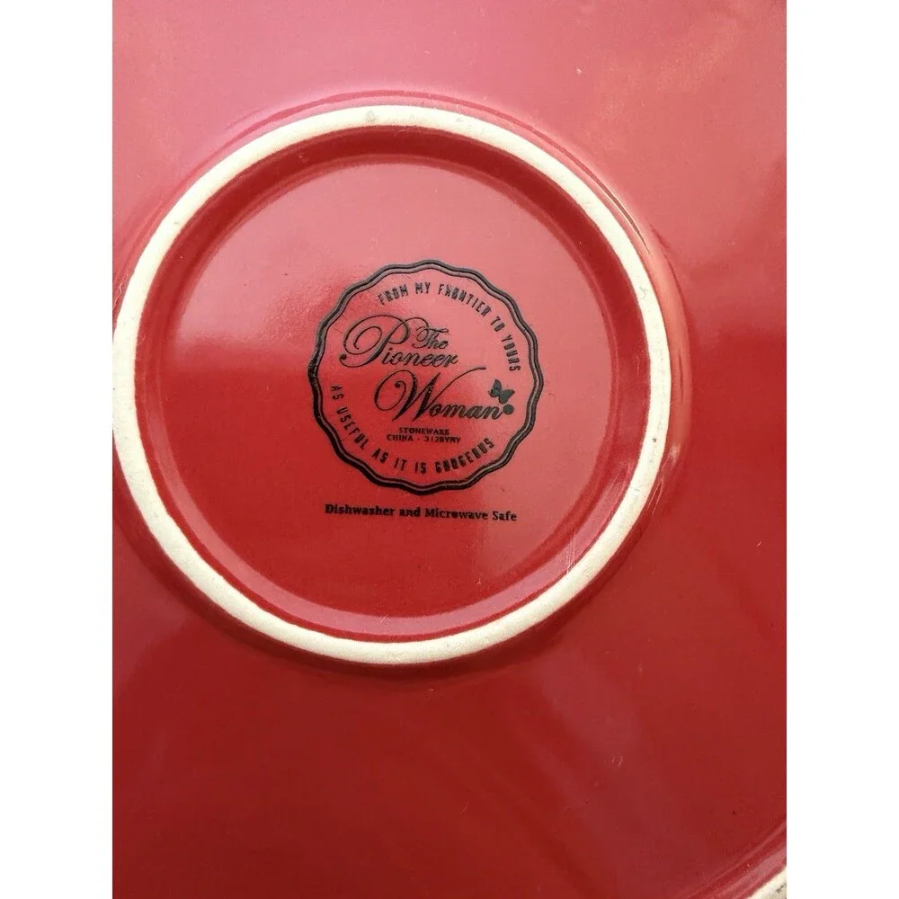 Pioneer Woman Farmhouse Lace Claret Red Dinner Salad Plate Set of 2 Discontinued